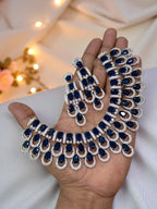 Traditional Silver Plated Round Shaped AD CZ Stone Necklace Earring Set