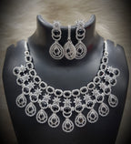 Silver-Plated Stone Necklace Set with Earrings & Maang Tikka | Indian Jewellery | Stone Jewellery | Indian Necklace Set