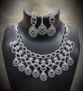Silver-Plated Stone Necklace Set with Earrings & Maang Tikka | Indian Jewellery | Stone Jewellery | Indian Necklace Set