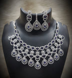 Silver-Plated Stone Necklace Set with Earrings & Maang Tikka | Indian Jewellery | Stone Jewellery | Indian Necklace Set