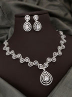 Silver-Plated Green Stone Necklace Set with Earrings | Indian Jewellery | Stone Jewellery | Indian Necklace Set