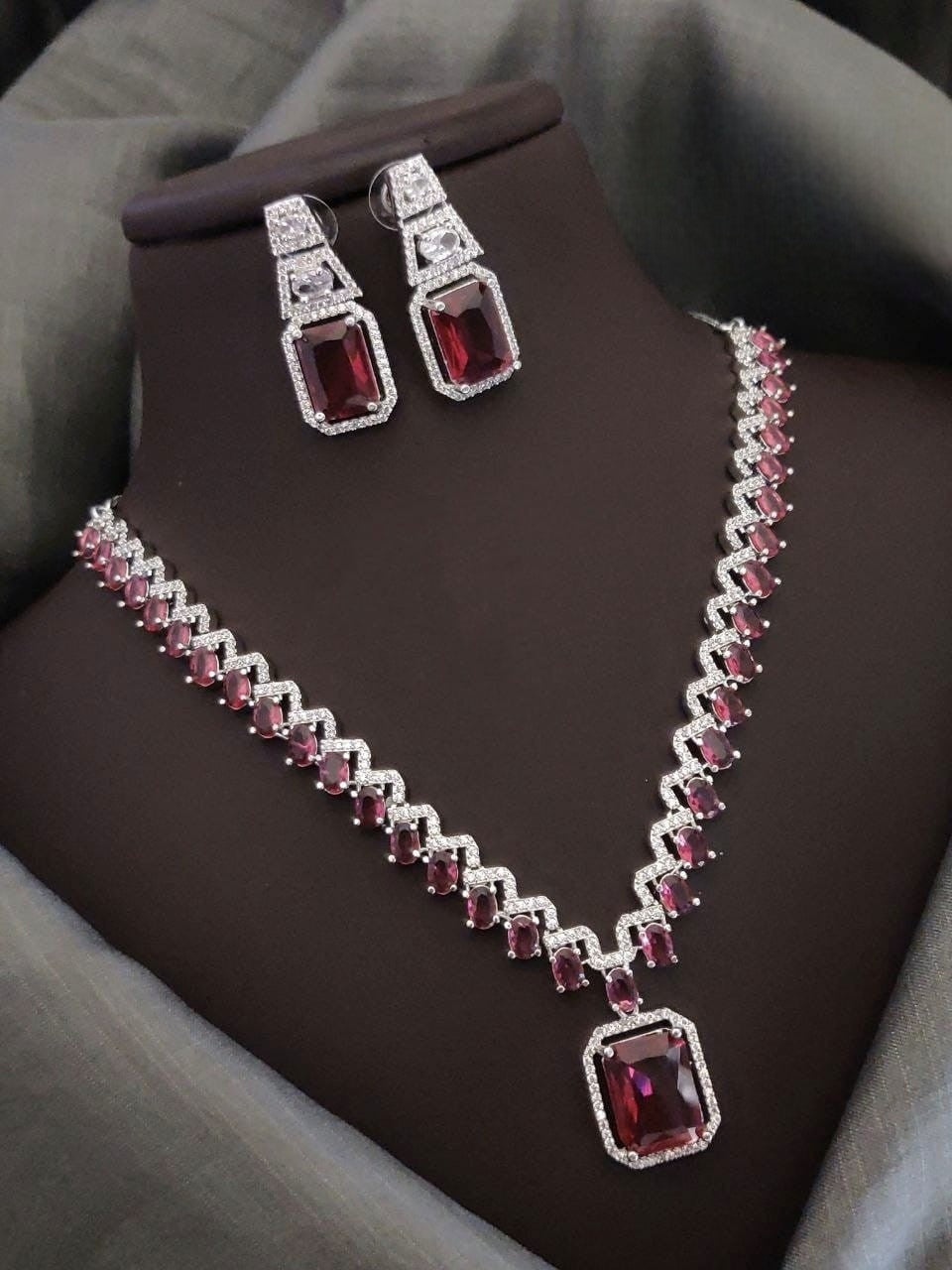 Silver-Plated Blue Stone Necklace Set with Earrings | Indian Jewellery | Stone Jewellery | Indian Necklace Set