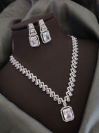 Silver-Plated Blue Stone Necklace Set with Earrings | Indian Jewellery | Stone Jewellery | Indian Necklace Set