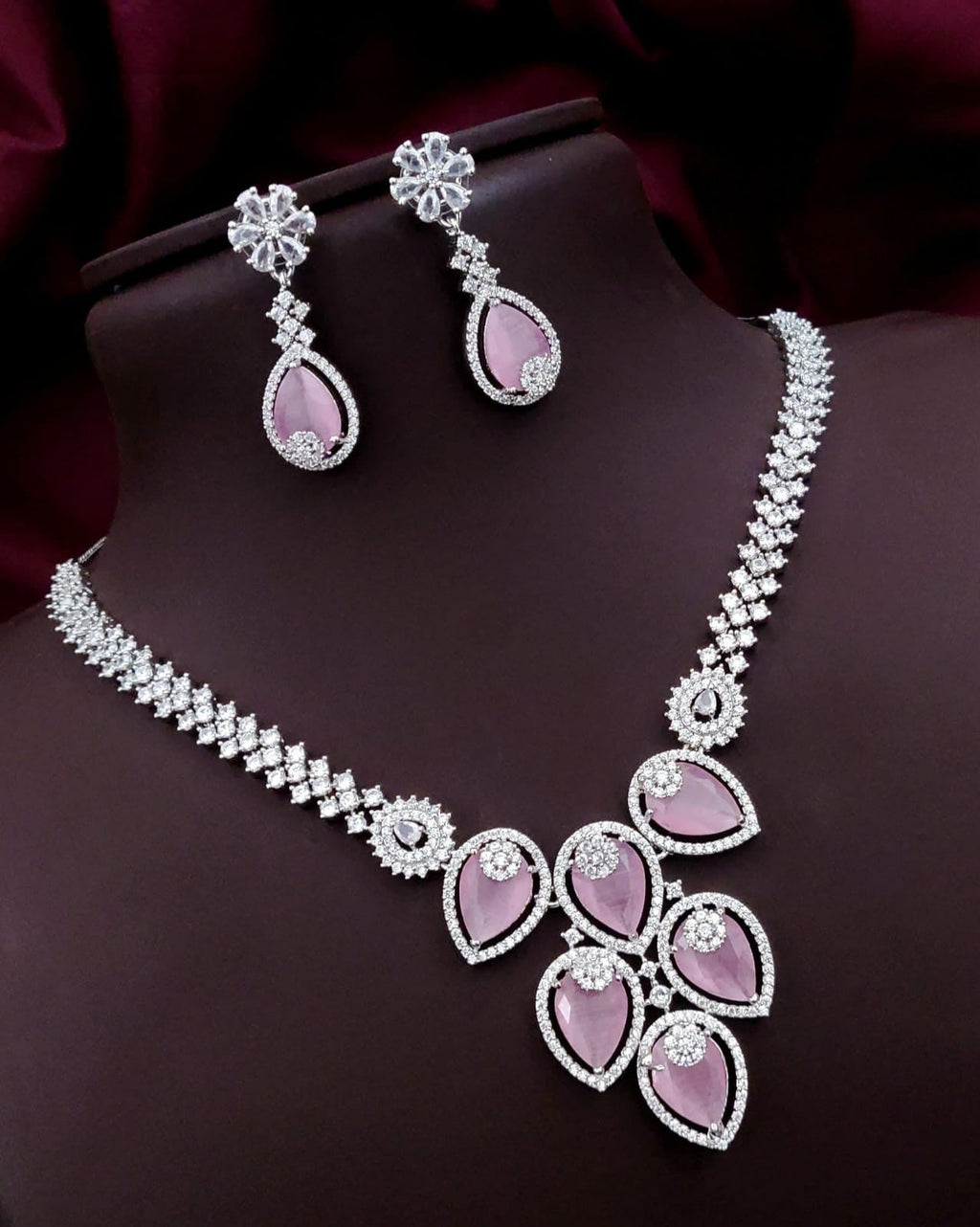 Silver-Plated Green Stone Necklace Set | Indian Jewellery | Stone Jewellery Indian Neckles Set With Matching Earring Set
