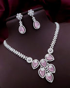 Silver-Plated Green Stone Necklace Set | Indian Jewellery | Stone Jewellery Indian Neckles Set With Matching Earring Set