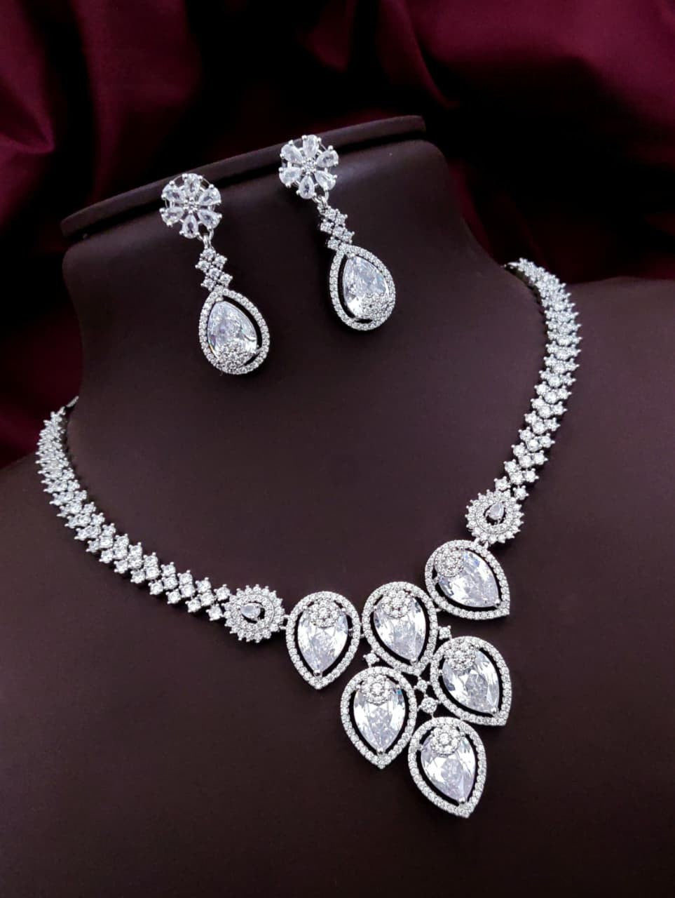 Silver-Plated Green Stone Necklace Set | Indian Jewellery | Stone Jewellery Indian Neckles Set With Matching Earring Set