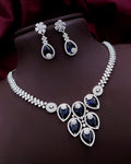 Silver-Plated Green Stone Necklace Set | Indian Jewellery | Stone Jewellery Indian Neckles Set With Matching Earring Set