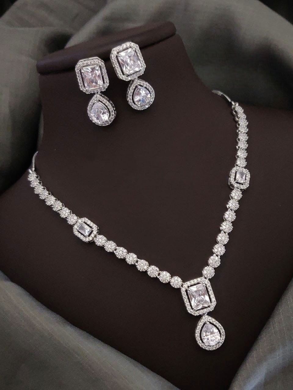 Silver-Plated Pink Stone Necklace Set | Indian Jewellery | Stone Jewellery Indian Neckles Set With Matching Earring Set