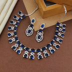 Silver-Plated Multicolor Stone Necklace Set | Indian Jewellery | Stone Jewellery Indian Neckles Set With Matching Earring Set
