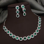 Silver-Plated Red Stone Necklace Set with Matching Earrings | Indian Jewellery | Stone Jewellery Indian Neckles Set