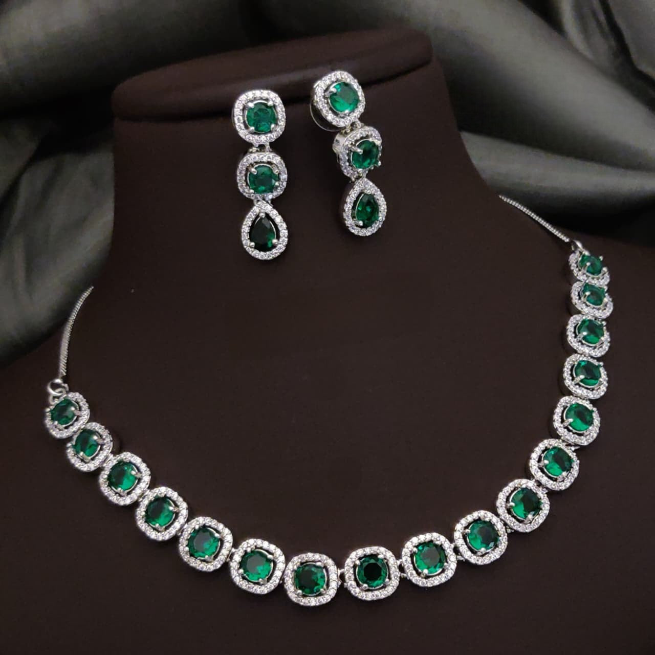 Silver-Plated Red Stone Necklace Set with Matching Earrings | Indian Jewellery | Stone Jewellery Indian Neckles Set