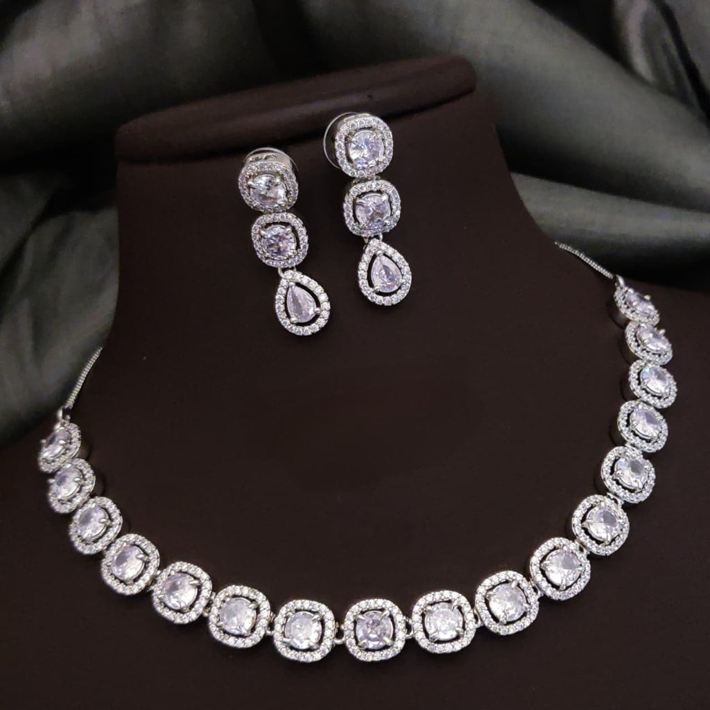 Silver-Plated Red Stone Necklace Set with Matching Earrings | Indian Jewellery | Stone Jewellery Indian Neckles Set