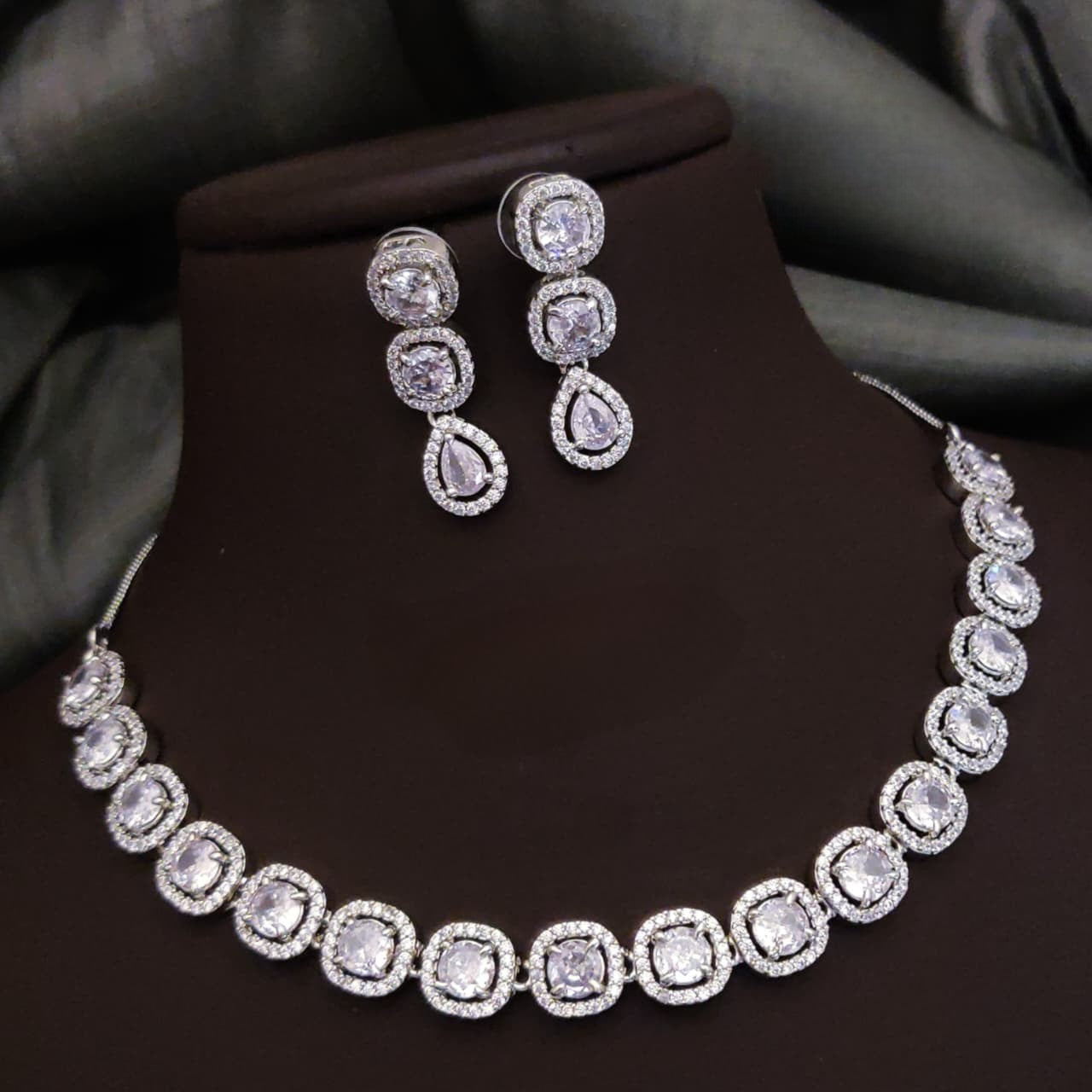 Silver-Plated Red Stone Necklace Set with Matching Earrings | Indian Jewellery | Stone Jewellery Indian Neckles Set