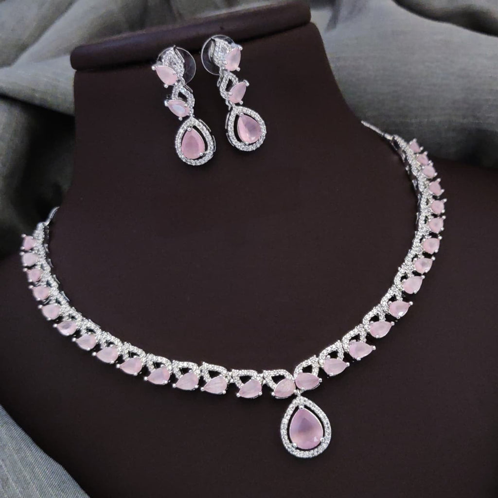 Silver-Plated Red Stone Necklace Set with Earrings | Indian Jewellery | Stone Jewellery Indian Neckles Set