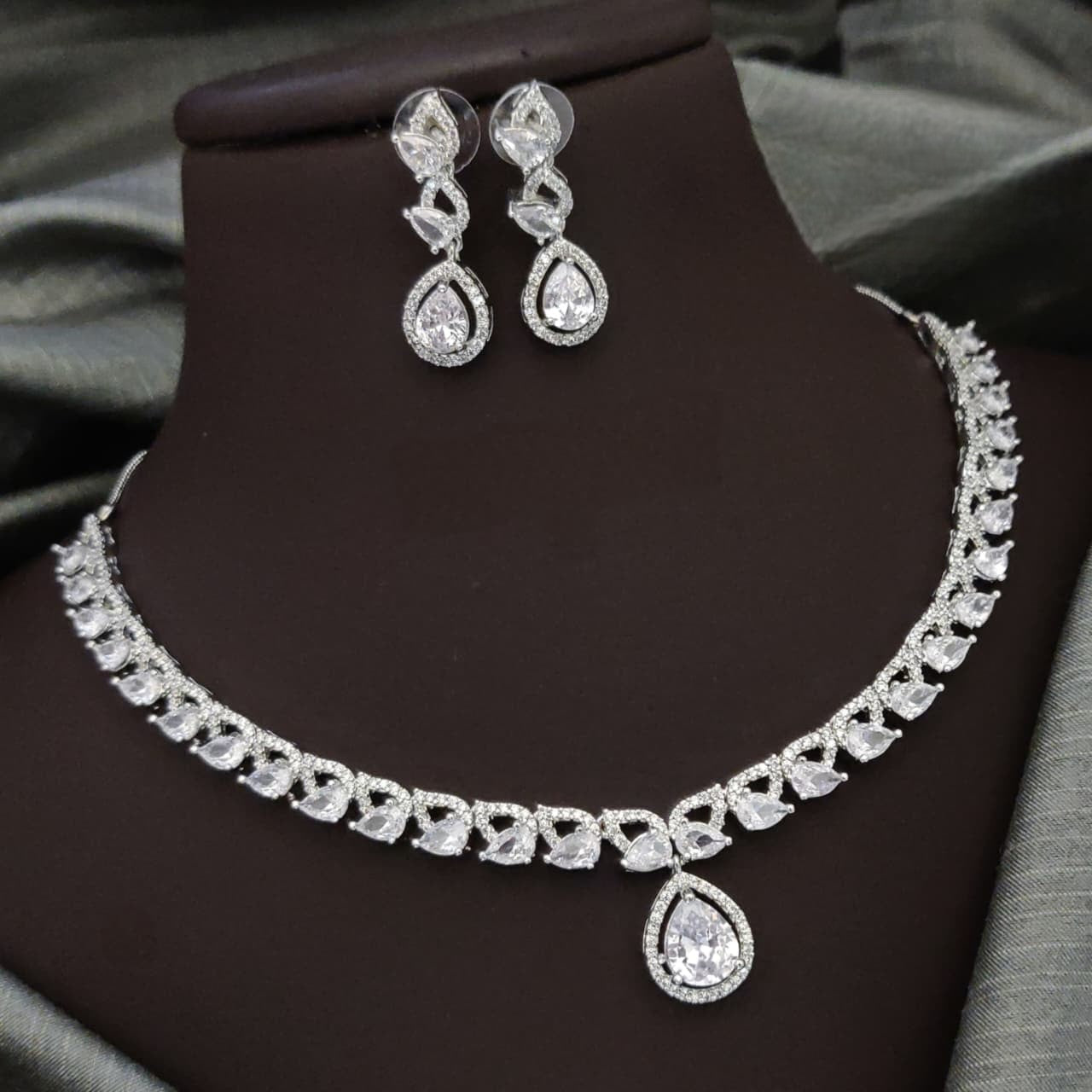 Silver-Plated Red Stone Necklace Set with Earrings | Indian Jewellery | Stone Jewellery Indian Neckles Set