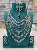 Silver-Plated Ruby Stone Bridal Necklace Set with Earrings | Indian Jewellery | Kundan Jewellery Indian Neckles Set | Indian Wedding Jewelry