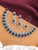 Silver-Plated Ruby Stone Necklace Set with Earrings & Maang Tikka | Indian Jewellery | Kundan Jewellery Indian Neckles Set