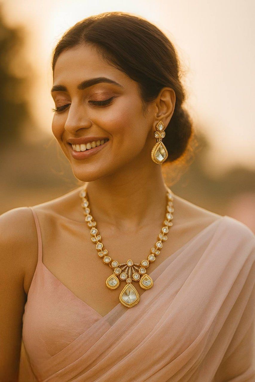 Kundan Necklace & Earrings Set | Indian Jewellery | Kundan Jewellery Indian Neckles Set
