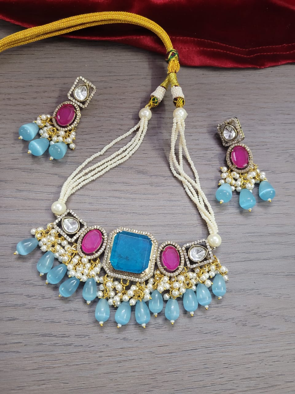 Kundan Choker Necklace Set with Earrings | Indian Jewellery | Pearl & Beaded Jewellery Indian Neckles Set