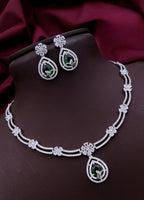Silver-Plated Pink Stone Necklace with Matching Earrings | Indian Jewellery | Indian Neckles Set