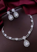 Silver-Plated Pink Stone Necklace with Matching Earrings | Indian Jewellery | Indian Neckles Set