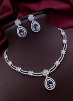 Silver-Plated Pink Stone Necklace with Matching Earrings | Indian Jewellery | Indian Neckles Set