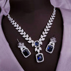 Silver-Plated Stone Necklace Set with Matching Earrings | Indian Jewellery | Stone Jewellery Indian Neckles Set