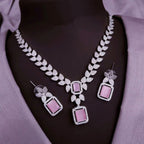 Silver-Plated Stone Necklace Set with Matching Earrings | Indian Jewellery | Stone Jewellery Indian Neckles Set