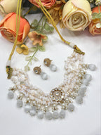 Handcrafted Coral Beaded Choker Necklace Set with Matching Earrings | Indian Jewellery | Pearls & Kundan Jewellery Indian Neckles Set