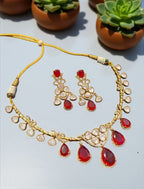 Emerald Dewdrops Choker Necklace Set with Matching Earrings | Indian Jewellery | Kundan Jewellery Indian Neckles Set