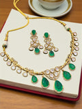 Emerald Dewdrops Choker Necklace Set with Matching Earrings | Indian Jewellery | Kundan Jewellery Indian Neckles Set