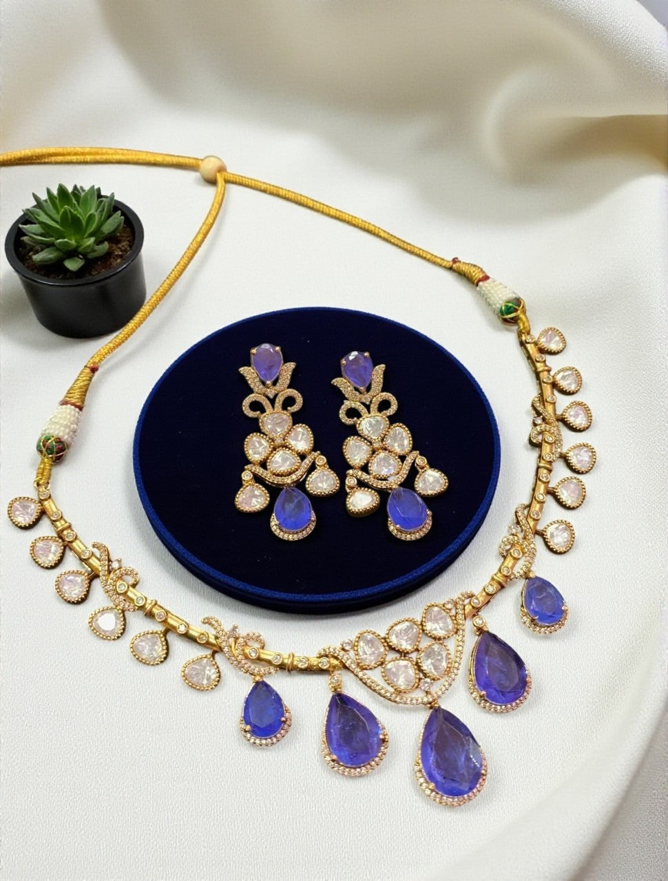 Emerald Dewdrops Choker Necklace Set with Matching Earrings | Indian Jewellery | Kundan Jewellery Indian Neckles Set