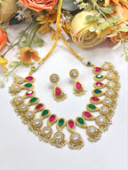 Pearl Drop Necklace Set with Matching Earrings | Gold Finish Indian Jewellery | Elegant Indian Necklace Set