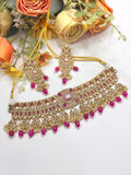 Beaded Choker Necklace Set with Matching Earrings | Kundan & Pearl Indian Jewellery | Stylish Indian Necklace Set