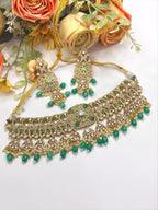 Beaded Choker Necklace Set with Matching Earrings | Kundan & Pearl Indian Jewellery | Stylish Indian Necklace Set