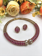 Enamel Collar Necklace Set with Earrings | Sparkling Indian Jewellery | Stylish Indian Necklace Set