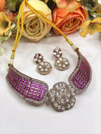 Enamel Designer Choker Necklace Set with Earrings | Sparkling Indian Jewellery | Stylish Indian Necklace Set for Women
