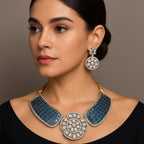 Enamel Designer Choker Necklace Set with Earrings | Sparkling Indian Jewellery | Stylish Indian Necklace Set for Women