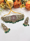 Emerald Choker Necklace Set | Kundan Indian Jewellery | Traditional Kundan Necklace & Earrings Set