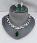 Silver-Plated Necklace Set | Stones Studded Indian Jewellery | Silver Plated Indian Necklace & Earrings Set