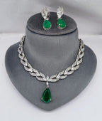 Silver-Plated Necklace Set | Stones Studded Indian Jewellery | Silver Plated Indian Necklace & Earrings Set