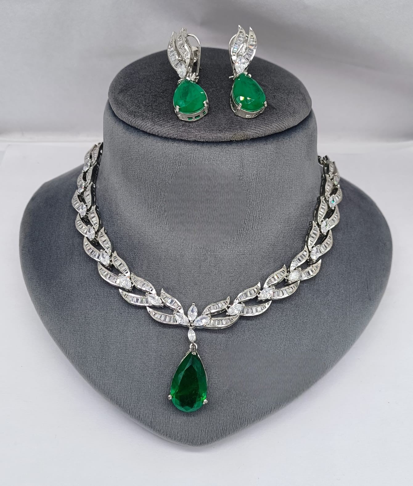Silver-Plated Necklace Set | Stones Studded Indian Jewellery | Silver Plated Indian Necklace & Earrings Set