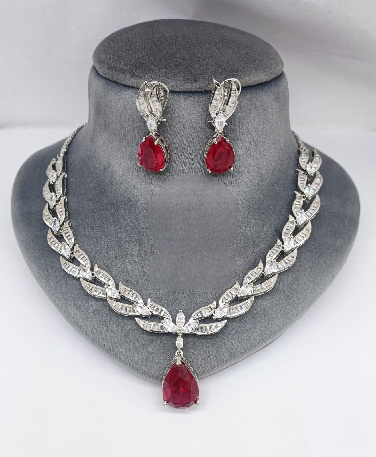 Silver-Plated Necklace Set | Stones Studded Indian Jewellery | Silver Plated Indian Necklace & Earrings Set