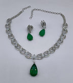 Teardrop Necklace Set | Silver Plated Indian Jewellery | Indian Necklace & Earrings Set