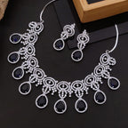 Elegant Pink Stone & CZ Diamond Necklace Set with Earrings | Bridal & Party Jewelry