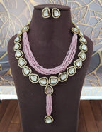 Beaded Kundan Necklace Set with Earrings | Indian Jewellery | Premium Beaded Kundan Jewellery Indian Neckles Set