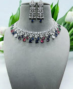 Stone Necklace & Earrings Set | Indian Jewellery | Elegant Crystals Jewellery Indian Neckles Set for