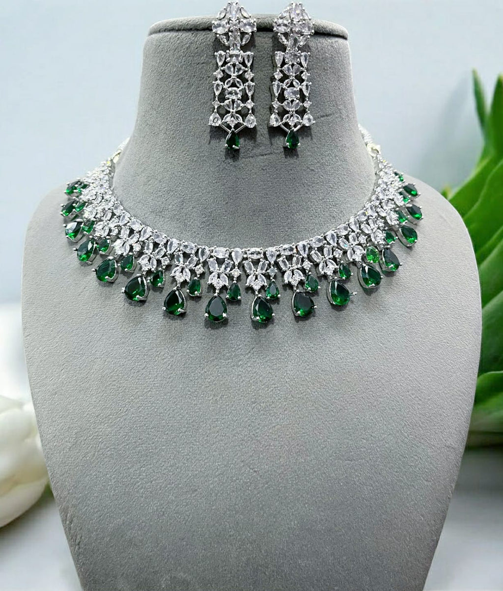 Stone Necklace & Earrings Set | Indian Jewellery | Elegant Crystals Jewellery Indian Neckles Set for