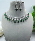 Stone Necklace & Earrings Set | Indian Jewellery | Elegant Crystals Jewellery Indian Neckles Set for