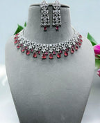 Stone Necklace & Earrings Set | Indian Jewellery | Elegant Crystals Jewellery Indian Neckles Set for